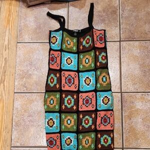 Laundry By Shelli Segal Black Crochet Mini Dress Womens Size Small